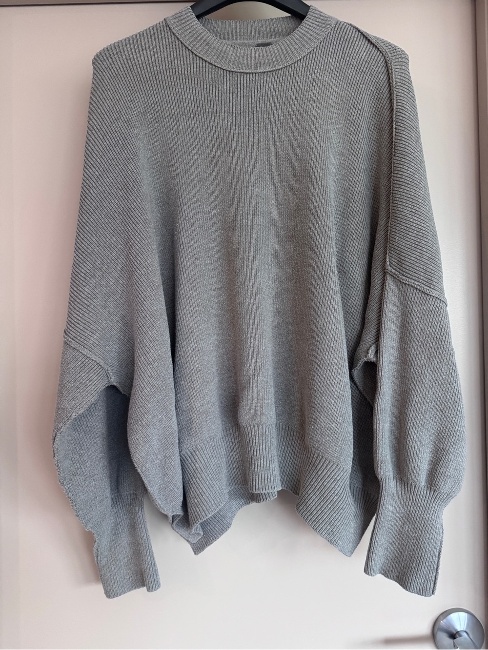 Free People Easy Street Tunic Oversized Ribbed Sweater Gray